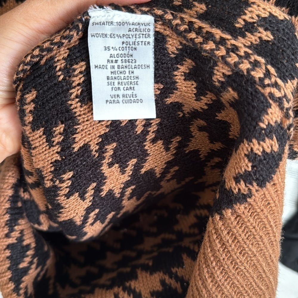 Heart & Heels Dogstooth V-Neck Button Up Cardigan Collared Black | SIZE M - Picture 12 of 12